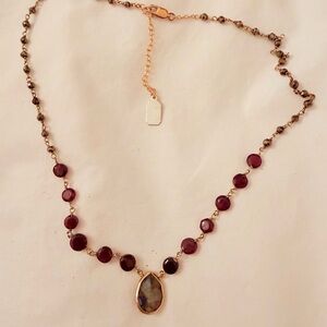 Ela Rae gold plated garnet and smoky quartz necklace